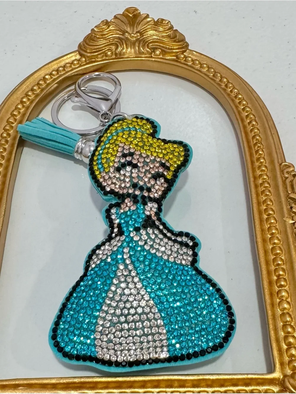 New Turquoise Crystal Princess  Keychain